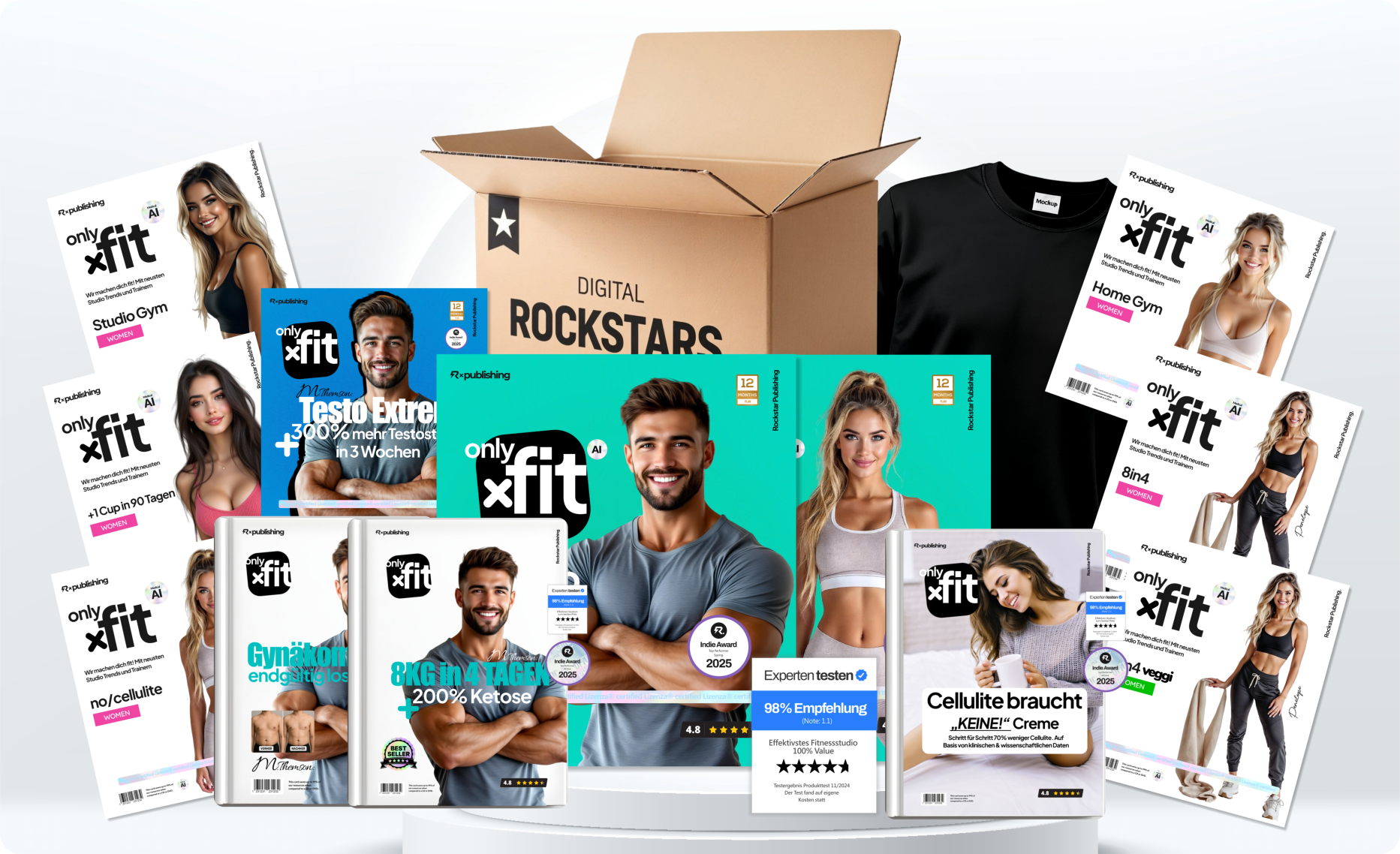 Mega Bundle: Fatburn Studio KI PRO inkl. 2 Jahren Fitnessstudio+ Mitgliedschaft, zert. Personal Trainer und alle 8 Bestseller Bücher